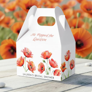 He Popped the Question Poppy Flower Bridal Shower Favor Box