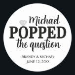He Popped The Question Sticker | Silver Diamond<br><div class="desc">He Popped The Question Sticker | Silver diamond with faux glitter.</div>