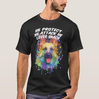 He Protect He Attack He Loves Snack German Shepher T-Shirt