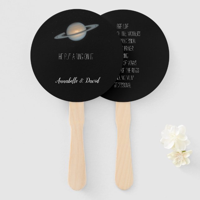 He Put a Ring on It Saturn in Space Hand Fan (Front and Back)