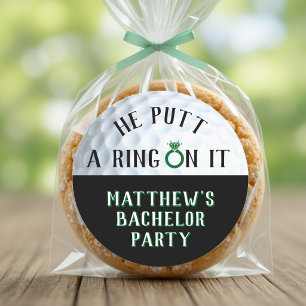 He Putt a Ring On It Golf Bachelor Party Classic Round Sticker