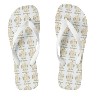 He Restores My Soul Bible Quote White All-Over Flip Flops