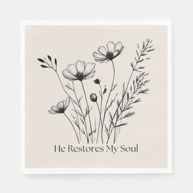 He Restores My Soul Minimalist Design Napkin (Front)