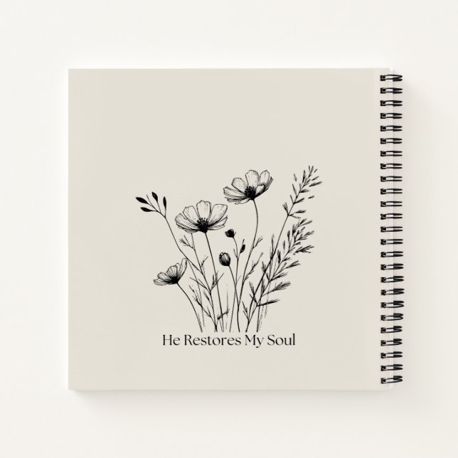 He Restores My Soul Minimalist Design Notebook (Back)