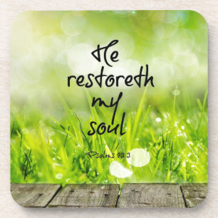 He restoreth my Soul Bible Verse Coaster