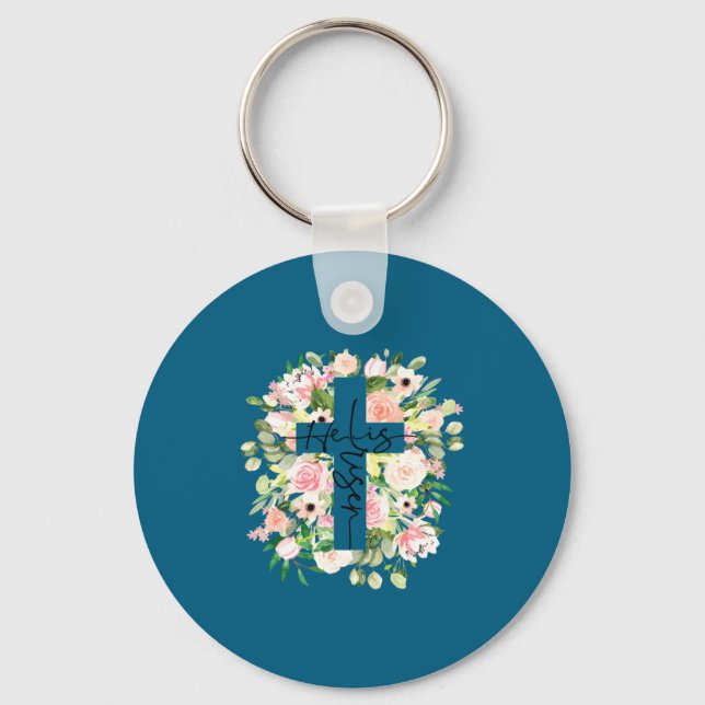 He Risen Jesus Christian Happy Scripture Design Keychain (Front)