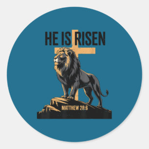 He Risen Jesus Lion Judah Classic Round Sticker