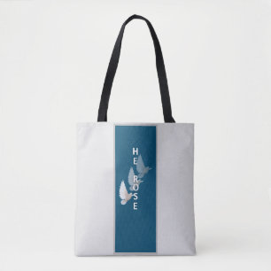 He Rose Sea Blue Tote w/Stripe Bag