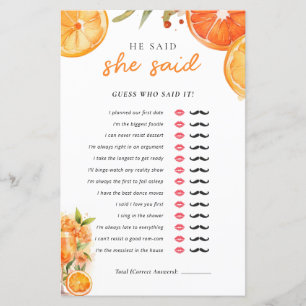 He Said She Said Aperol Bridal Shower Game