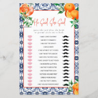 He Said, She Said Aperol Spritz Bridal Shower Game