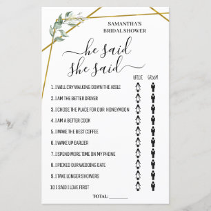He said she said bilingual bridal shower game