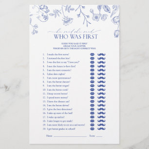 He Said She Said Blue Victorian Bridal Shower Game