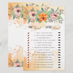He said she said bridal shower game