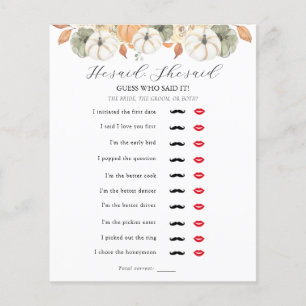He Said, She Said Bridal Shower Game
