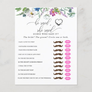 He Said She Said Bridal Shower Game