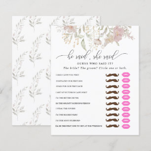 He Said She Said   Bridal Shower Game 