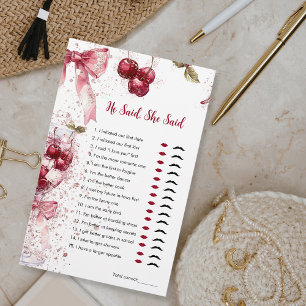 He Said, She Said Bridal Shower Game Cherry  Bow