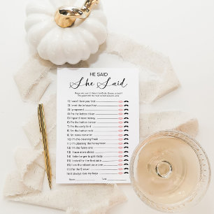 He Said She Said Bridal Shower Game Invitation