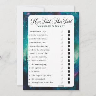 He Said She Said Bridal Shower Game Invitation