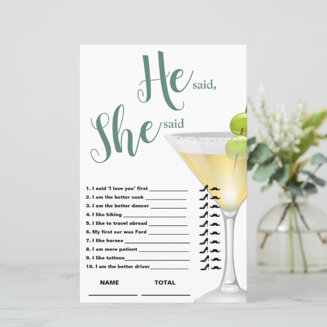 He said She said Elegant Bridal Game (Standing Front)