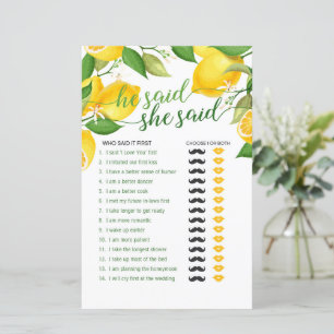 He Said She Said Game - Lemon