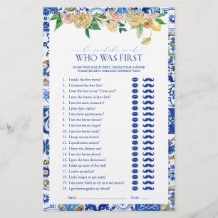 He Said She Said Mediterranean Bridal Shower Game