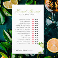He Said She Said Mexican Fiesta Bridal Shower Game