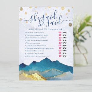 He Said She Said Modern Wedding Bridal Shower Game