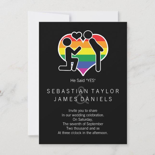 He Said Yes Mr And Mr Proposal Gay Wedding Invitation (Front)