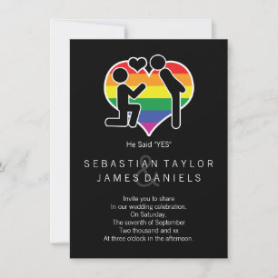 He Said Yes Mr And Mr Proposal Gay Wedding Invitation