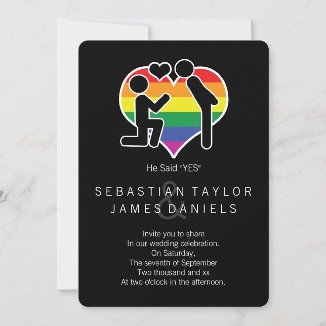 He Said Yes Mr And Mr Proposal Gay Wedding Invitation (Front)