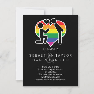 He Said Yes Mr And Mr Proposal Gay Wedding Invitation