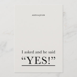 He Said Yes Word Text Engagement Party Invitation