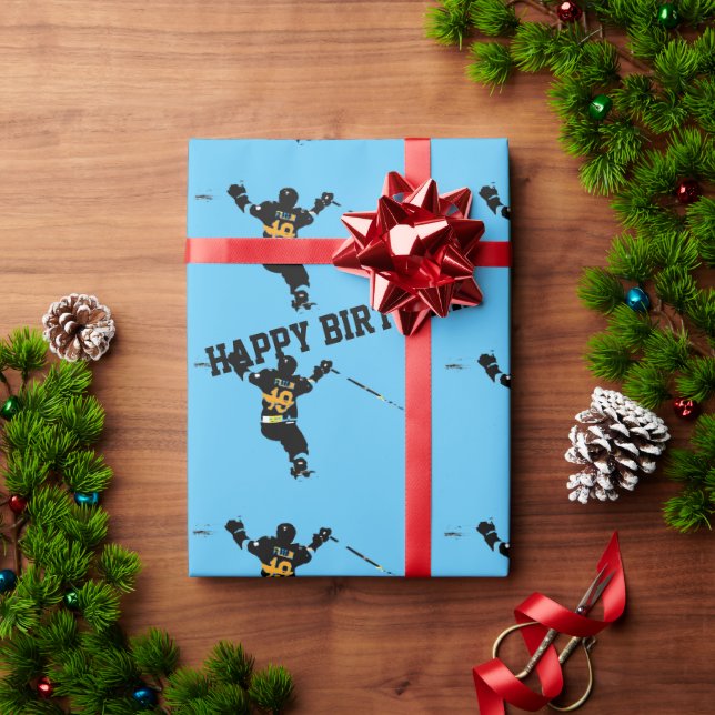 He Scores! - Ice Hockey Player Wrapping Paper (Holiday Gift)