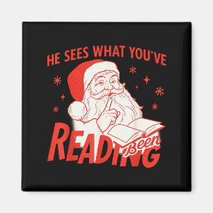 He Sees What You’ve Been Reading Funny Bookish San Magnet