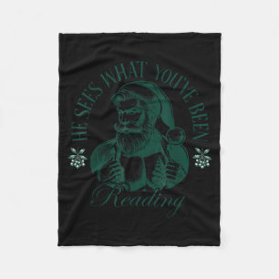 He Sees What You've Been Reading Funny Bookish Chr Fleece Blanket