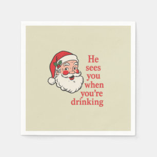  “He Sees You When You’re Drinking” CocktailNapkin Napkin