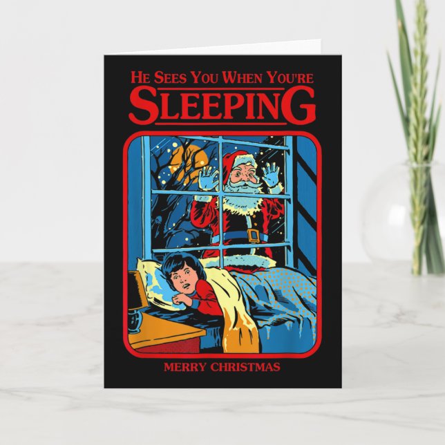 He Sees You When You're Sleeping Merry Christmas  Card (Front)