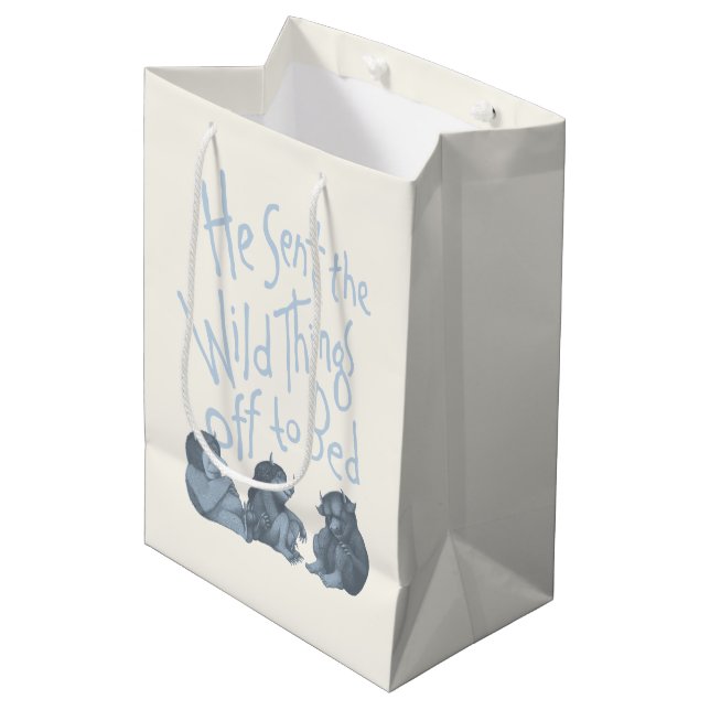 He Sent the Wild Things Off to Bed - Blue Medium Gift Bag (Front Angled)