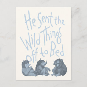 He Sent the Wild Things Off to Bed - Blue Postcard