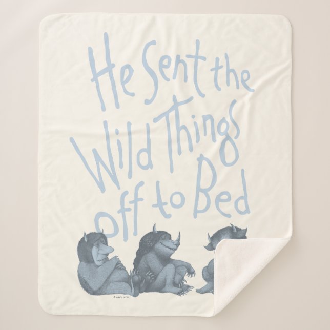 He Sent the Wild Things Off to Bed - Blue Sherpa Blanket (Front)