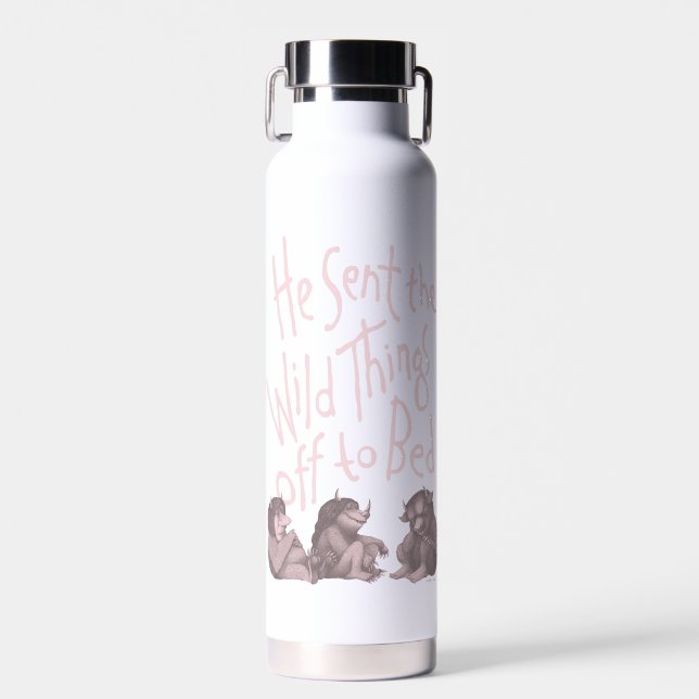 He Sent the Wild Things Off to Bed - Pink Water Bottle (Front)