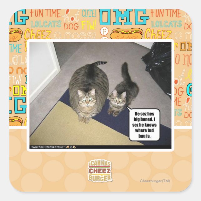 He sez hes big boned. square sticker (Front)