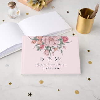He & She Modern Baby in Bloom Gender Reveal Guest Book