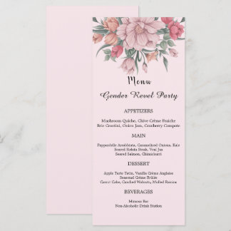 He & She Modern Baby in Bloom Gender Reveal Menu