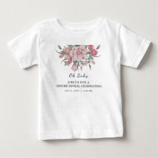 He & She Modern Baby in Bloom Gender Reveal T-Shirt