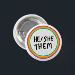 HE/SHE/THEM Pronouns Rainbow Bright Circle Rings 1 Inch Round Button<br><div class="desc">Decorate your outfit with this cool art button. You can customize it and add text too. Check my shop for lots more colours and patterns! Let me know if you'd like something custom too.</div>