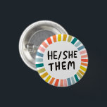 HE/SHE/THEM Pronouns Rainbow Soft Circle Rings 1 Inch Round Button<br><div class="desc">Decorate your outfit with this cool art button. You can customize it and add text too. Check my shop for lots more colours and patterns! Let me know if you'd like something custom too.</div>