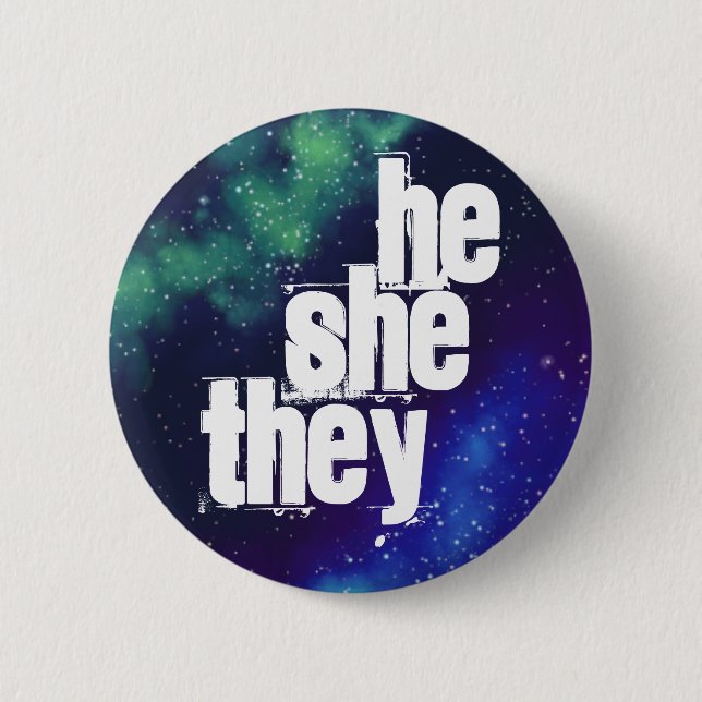 He/She/They Customizable Galaxy Pronoun Button (Front)