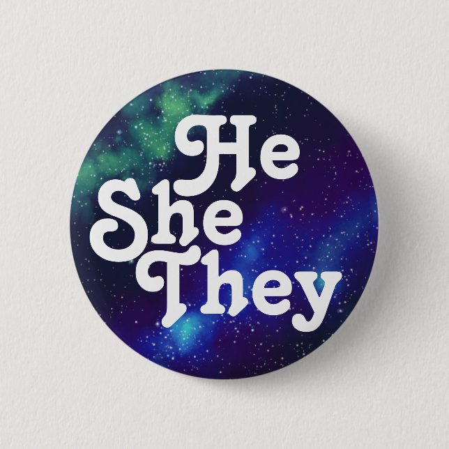 He/She/They Customizable Galaxy Pronoun Button (Front)